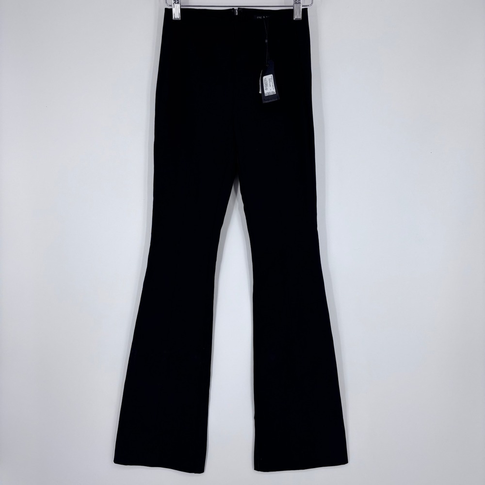 Rag &‎ Bone Simone Flare Pants Womens 0 Black High Rise Stretch  NEW w/ FLAW